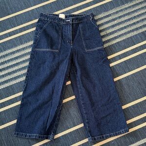 Industry Wide Leg Dark Blue Women's Jeans - Casual Pocket Detail